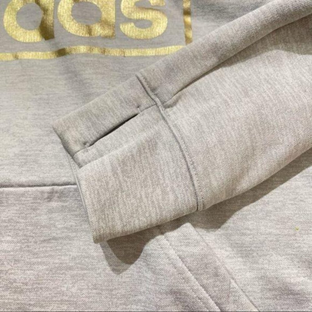 Adidas Hoodie Gray Pull Over Gold Foil Logo - Picture 3 of 8